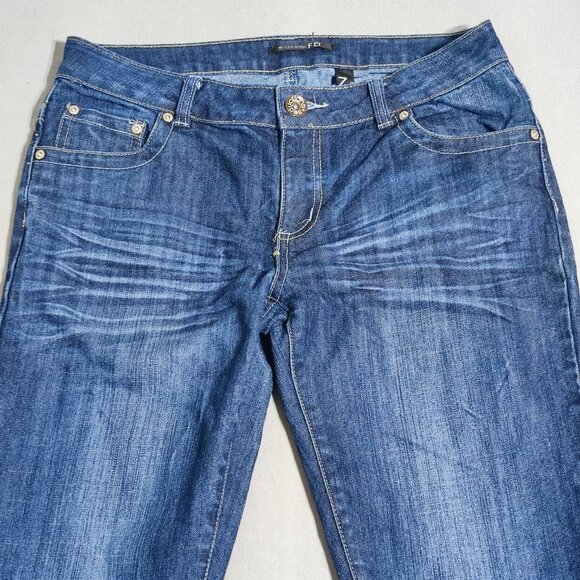 Seductions FD jeans skinny straight women's junior size 11 blue low-rise - Picture 2 of 13